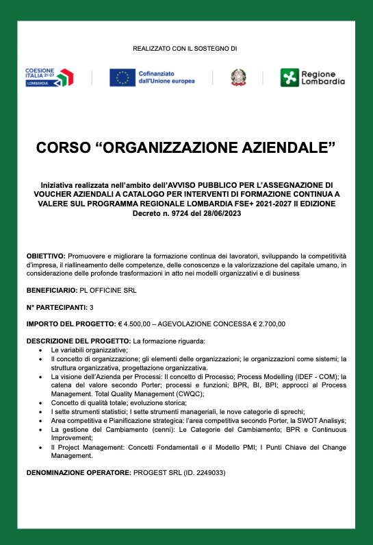 Corso Organizzazione Aziendale